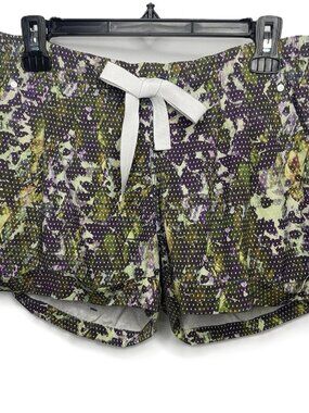 Lululemon Spring Break Away Shorts Size 8 Green Purple Floral Sport White
